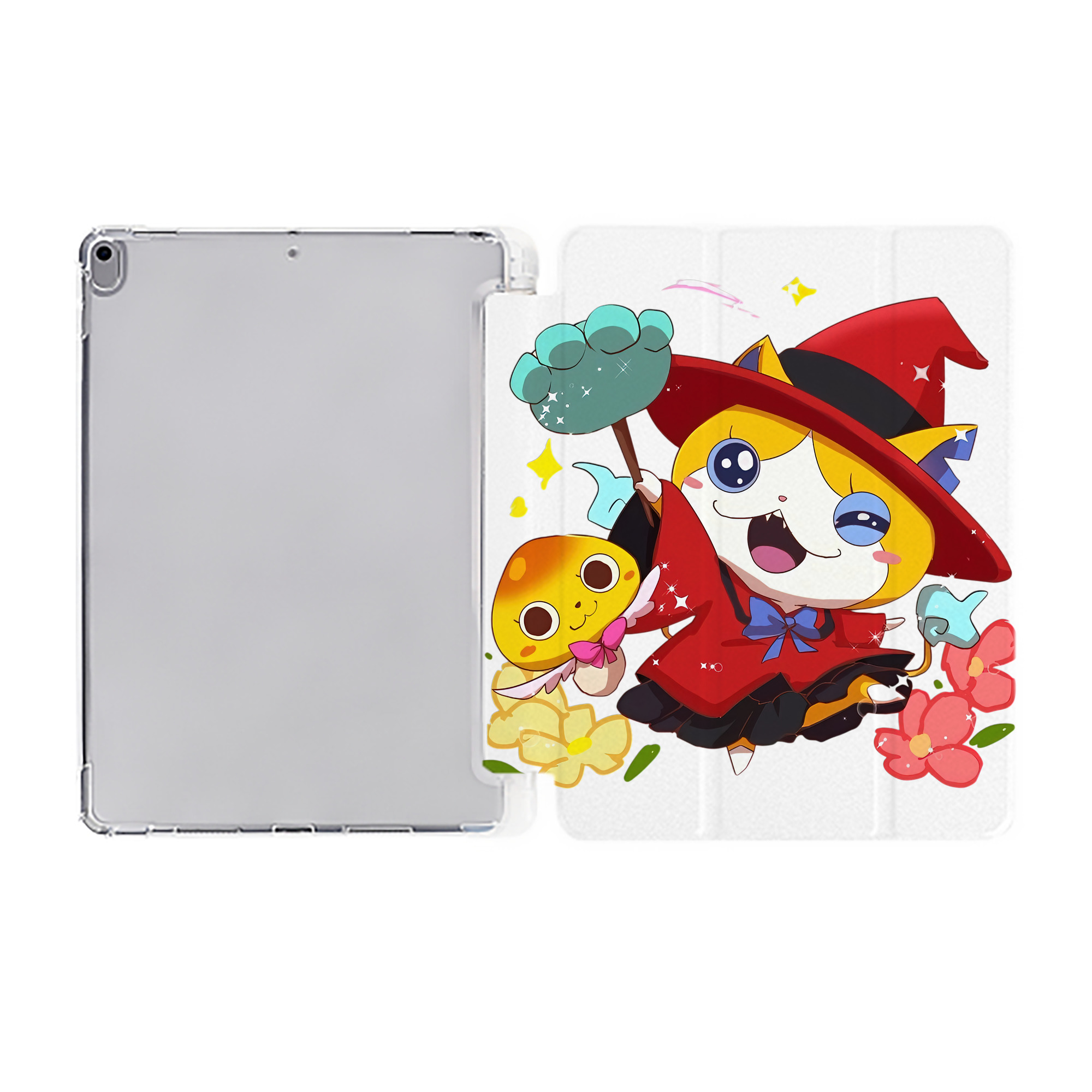 （画像用） 妖怪ウォッチ Yo-kai Watch IPad ケース ペン収納付き 三つ折りスタンド PUレザー×シリコン 対応機種9.5/10.5/10.9インチ